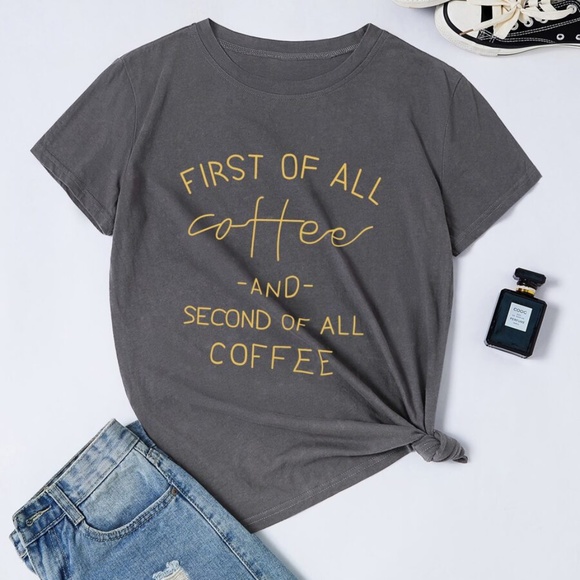 Tops - charcoal coffee lovers graphic tee top
